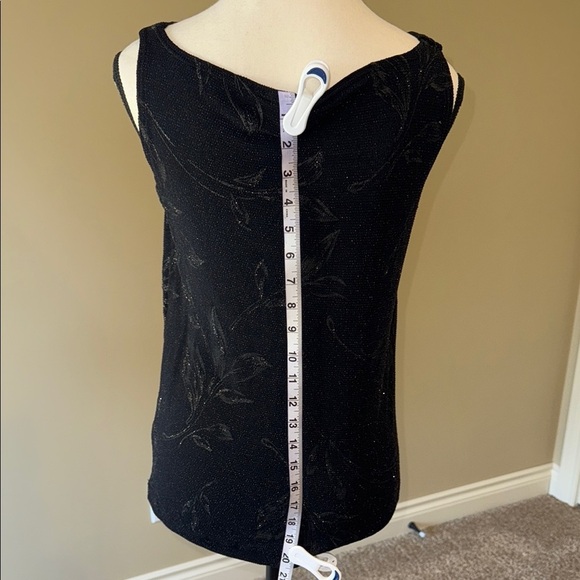 Reitmans Tank Top Black Gold Metallic Sparkle Sleeveless Draped Neckline Women's - Picture 6 of 10